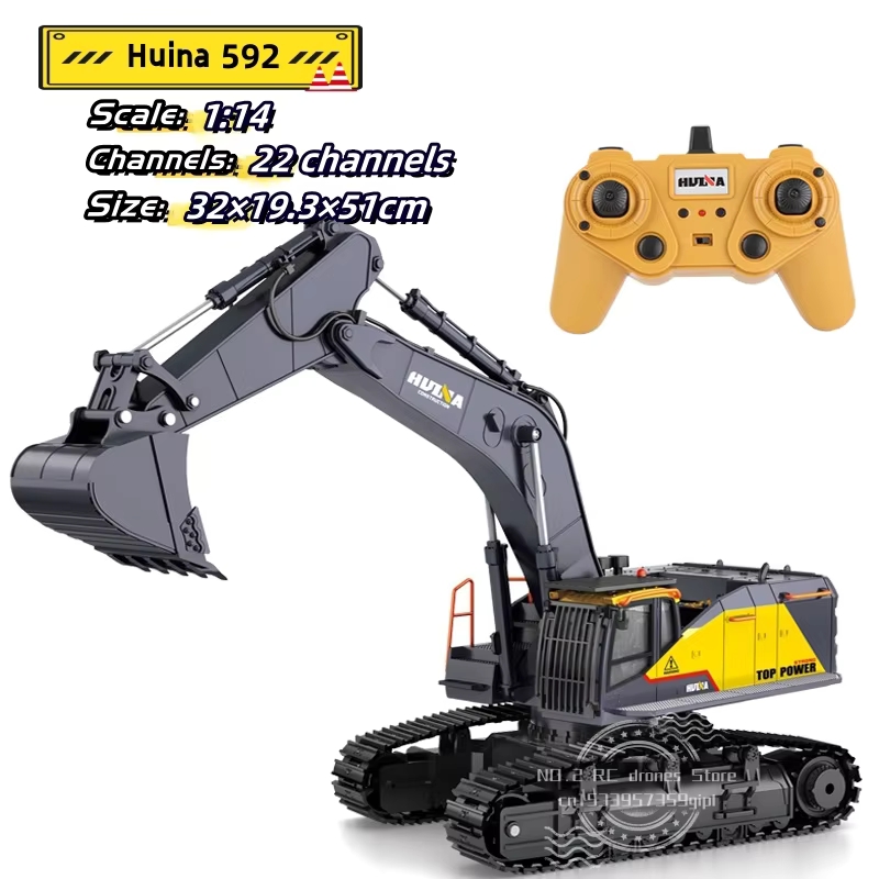 Rc Excavator Hydraulic - HUINA 592 1:14 büyük uzaktan kumanda