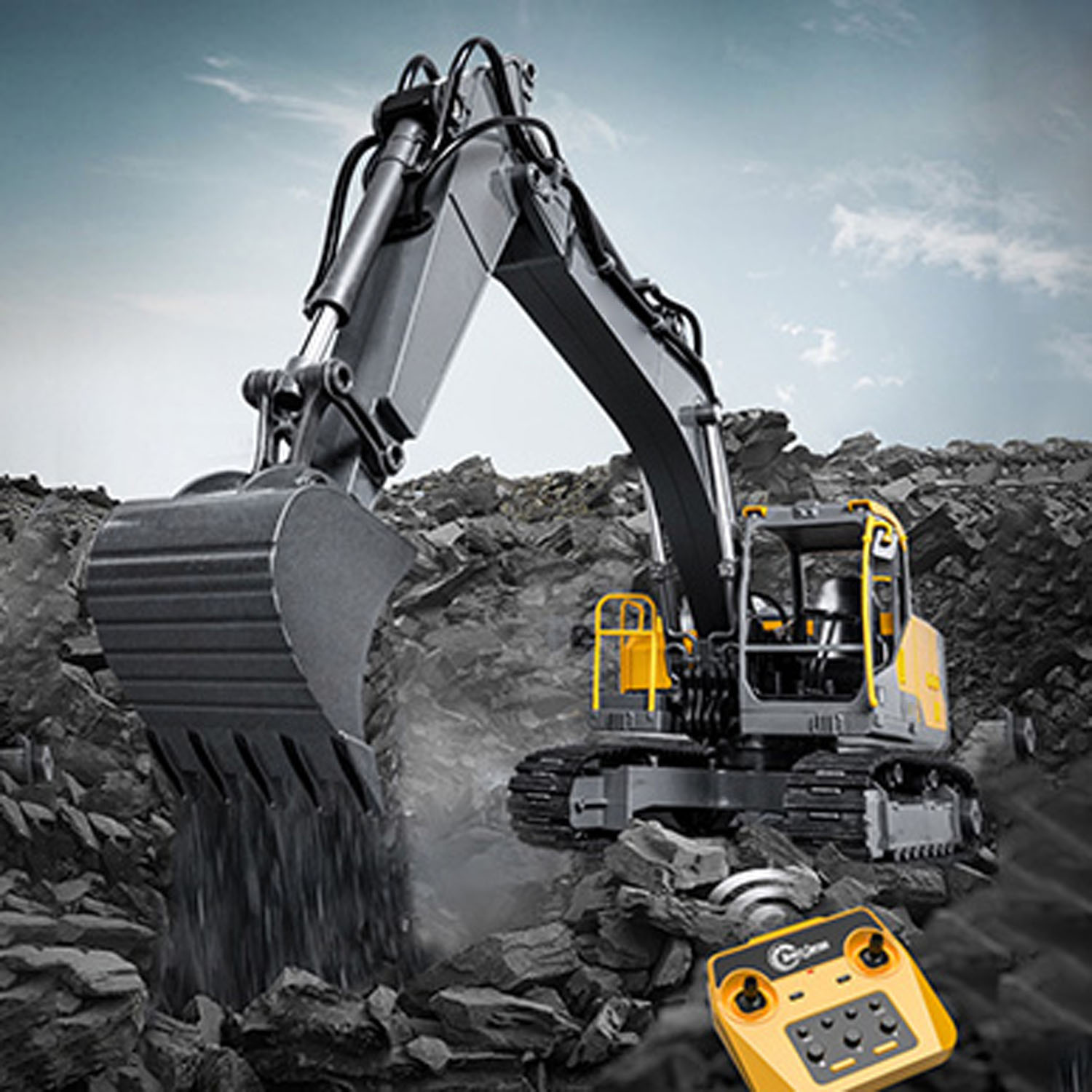 Rc Excavator Hydraulic - 1/16 DoubleE E598 003 Elektrikli Kaldırma
