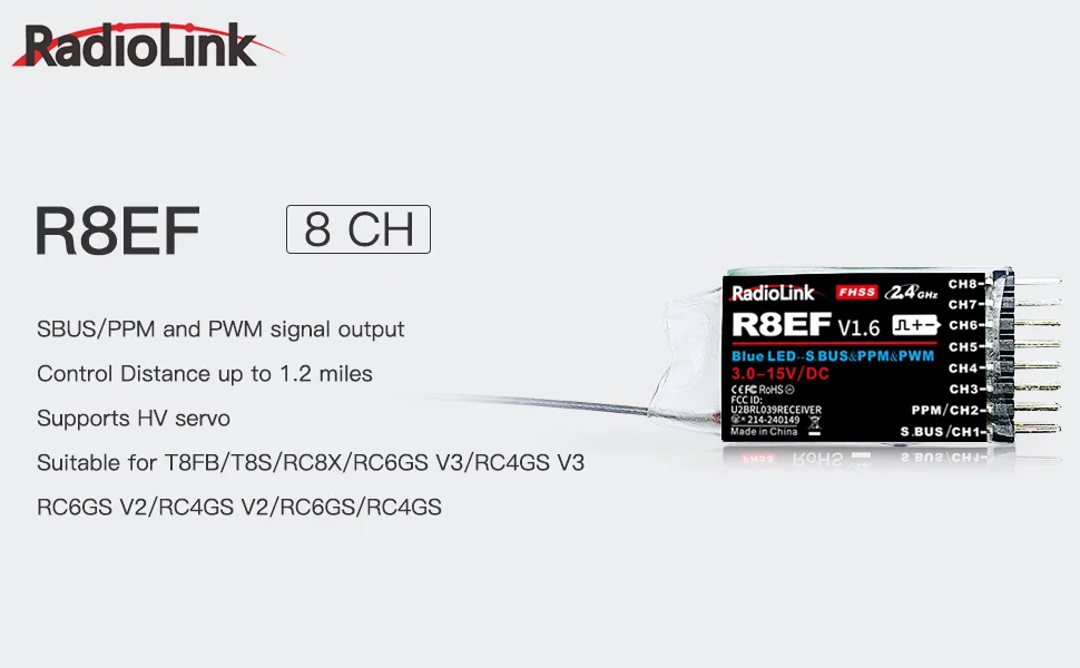 Radiolink R8EF Alıcı 2.4G 8 Ka - Receiver Sbus 8Ch incelemesi ve fiyatı