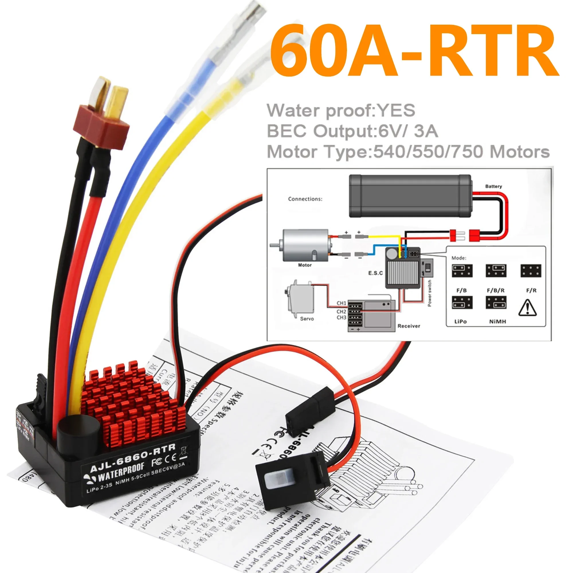60A Su Geçirmez Fırçalı ESC RT - Esc Waterproof 60A incelemesi ve fiyatı